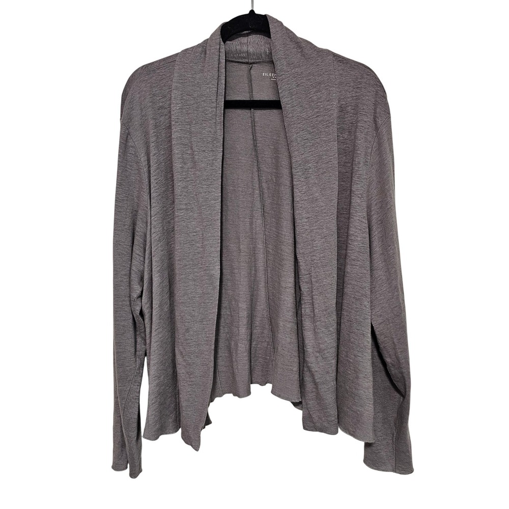 Eileen Fisher 2X Grey 100% Linen Open Front Cardigan Shawl Lagenlook Coastal